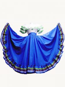 Fashion Short Sleeves Floor Length Ruffled Layers Lace Up 15 Quinceanera Dress with Royal Blue