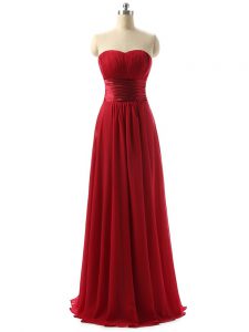 Top Selling Sleeveless Lace Up Floor Length Ruching Quinceanera Court of Honor Dress