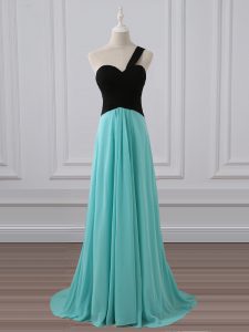 Chiffon Sleeveless Dama Dress for Quinceanera Brush Train and Ruching