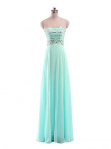 Sleeveless Zipper Floor Length Beading Prom Evening Gown