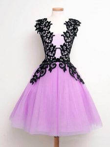 Straps Sleeveless Lace Up Quinceanera Court Dresses Lilac Tulle