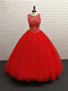 Classical Sleeveless Brush Train Zipper Beading Quinceanera Gown