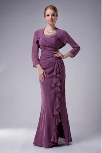 Eye-catching Mermaid Homecoming Dress Purple Straps Chiffon Sleeveless Floor Length Zipper