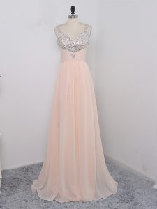 Sleeveless Zipper Floor Length Sequins Prom Dress