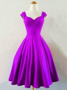 Spectacular Taffeta Sleeveless Knee Length Quinceanera Court of Honor Dress and Ruching