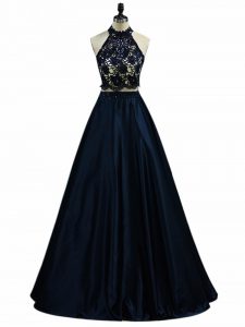 Modern Taffeta Sleeveless Floor Length Dress for Prom and Lace and Appliques