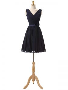 Navy Blue Sleeveless Hand Made Flower Mini Length Court Dresses for Sweet 16