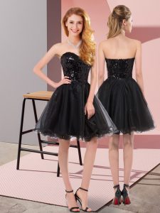 Charming Mini Length A-line Sleeveless Black Prom Party Dress Zipper