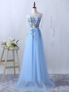 Great Scoop Sleeveless Tulle Damas Dress Appliques Side Zipper