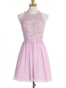 Exquisite Lilac Sleeveless Chiffon Lace Up Vestidos de Damas for Prom and Party and Wedding Party
