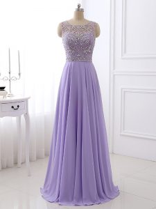 Lavender Zipper Beading Sleeveless Floor Length