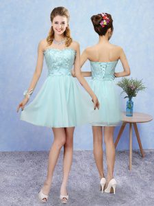 Aqua Blue Sweetheart Neckline Appliques Damas Dress Sleeveless Lace Up