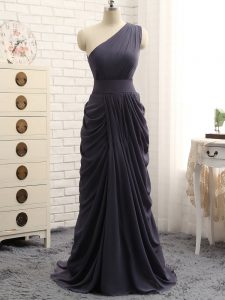 Beauteous Grey Sleeveless Pick Ups Floor Length Court Dresses for Sweet 16