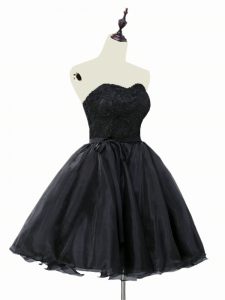 Eye-catching Sweetheart Sleeveless Lace Up Homecoming Dress Black Organza