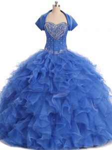 Strapless Sleeveless Organza 15th Birthday Dress with Jacket Beading and Ruffles Lace Up