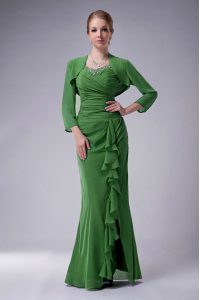 Green Straps Neckline Beading Prom Dresses Sleeveless Zipper
