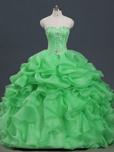 Inexpensive Lace Up Sweet 16 Dresses Beading and Ruffles and Pick Ups Sleeveless Floor Length