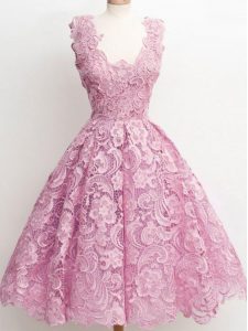 Fashion Straps Sleeveless Zipper Dama Dress for Quinceanera Lilac Lace