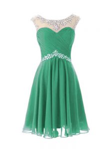 Deluxe Chiffon Cap Sleeves Knee Length Dress for Prom and Beading