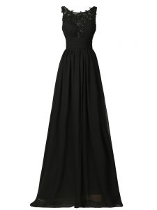 High Class Appliques Vestidos de Damas Black Zipper Sleeveless Floor Length