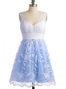 Perfect Light Blue Dama Dress Prom and Party and Wedding Party with Lace Straps Sleeveless Lace Up