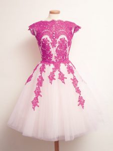 Multi-color Scalloped Neckline Appliques Court Dresses for Sweet 16 Sleeveless Lace Up
