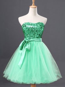 Edgy Apple Green Zipper Sweetheart Sequins Evening Dress Tulle Sleeveless