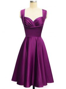 Sexy Taffeta Straps Sleeveless Side Zipper Ruching Dama Dress for Quinceanera in Purple