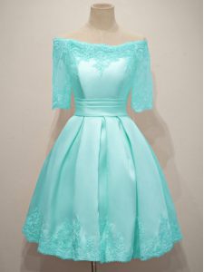 Beautiful Half Sleeves Lace Lace Up Vestidos de Damas