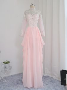 Exceptional Sleeveless Zipper Floor Length Beading