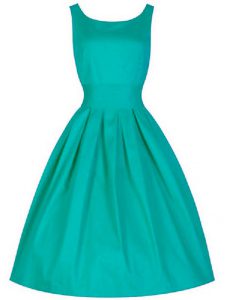 Knee Length Turquoise Dama Dress Scoop Sleeveless Lace Up