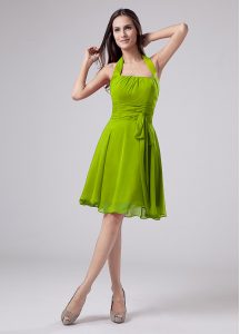 Adorable Knee Length Zipper Green for Prom and Party with Ruching