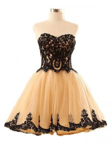 Sweetheart Sleeveless Tulle Homecoming Dress Appliques Lace Up