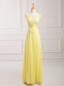Discount Sleeveless Lace and Appliques and Belt Zipper Dress for Prom