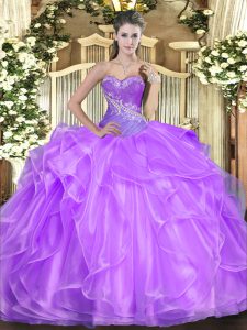 Sleeveless Beading and Ruffles Lace Up Quinceanera Dresses