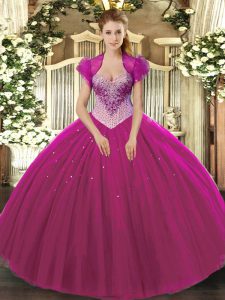 Tulle Sleeveless Floor Length Quinceanera Gowns and Beading