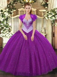 Sleeveless Lace Up Floor Length Beading and Sequins Sweet 16 Dress