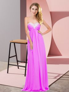 Lilac Lace Up Sweetheart Ruching Evening Dress Chiffon Sleeveless