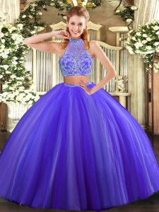Floor Length Criss Cross Quince Ball Gowns Purple for Military Ball and Sweet 16 and Quinceanera with Beading