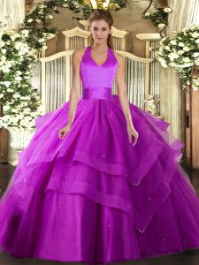 Dynamic Sleeveless Lace Up Floor Length Ruffled Layers Quinceanera Dress