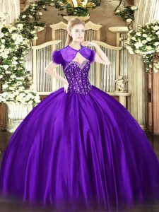 On Sale Purple Sweetheart Lace Up Beading Sweet 16 Dress Sleeveless