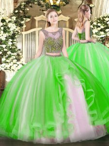 Fashionable Sleeveless Tulle Lace Up Sweet 16 Quinceanera Dress for Military Ball and Sweet 16 and Quinceanera