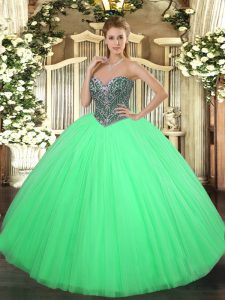 Floor Length Green Ball Gown Prom Dress Sweetheart Sleeveless Lace Up