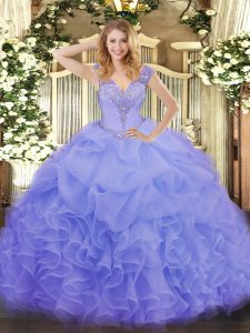 Sleeveless Lace Up Floor Length Ruffles 15 Quinceanera Dress