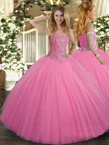 Cute Tulle Sleeveless Floor Length Quinceanera Gown and Beading