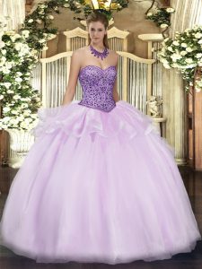 Floor Length Lavender 15 Quinceanera Dress Sweetheart Sleeveless Zipper