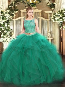 Fancy Sleeveless Lace Up Floor Length Beading and Ruffles Sweet 16 Dress