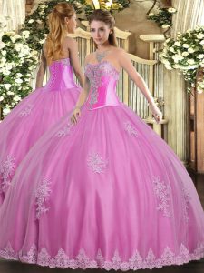Sleeveless Lace Up Floor Length Beading and Appliques Sweet 16 Quinceanera Dress