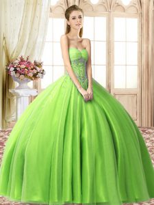 Noble Sleeveless Beading Lace Up Quinceanera Dress