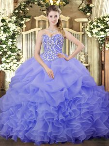 Fantastic Sleeveless Beading and Ruffles and Pick Ups Lace Up Quinceanera Dresses